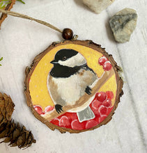 Load image into Gallery viewer, Chickadee | Original Wood Slice Painting
