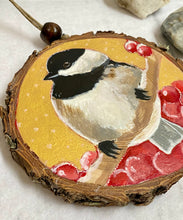 Load image into Gallery viewer, Chickadee | Original Wood Slice Painting
