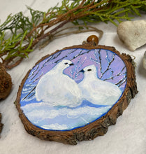 Load image into Gallery viewer, White Ptarmigans | Original Wood Slice Painting
