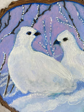 Load image into Gallery viewer, White Ptarmigans | Original Wood Slice Painting
