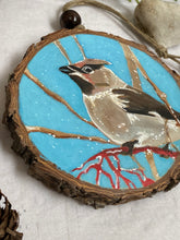 Load image into Gallery viewer, Cedar Waxwing | Original Wood Slice Painting
