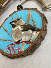 Load image into Gallery viewer, Cedar Waxwing | Original Wood Slice Painting
