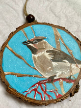 Load image into Gallery viewer, Cedar Waxwing | Original Wood Slice Painting
