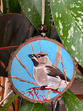 Load image into Gallery viewer, Cedar Waxwing | Original Wood Slice Painting
