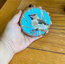 Load image into Gallery viewer, Cedar Waxwing | Original Wood Slice Painting
