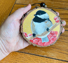 Load image into Gallery viewer, Chickadee | Original Wood Slice Painting
