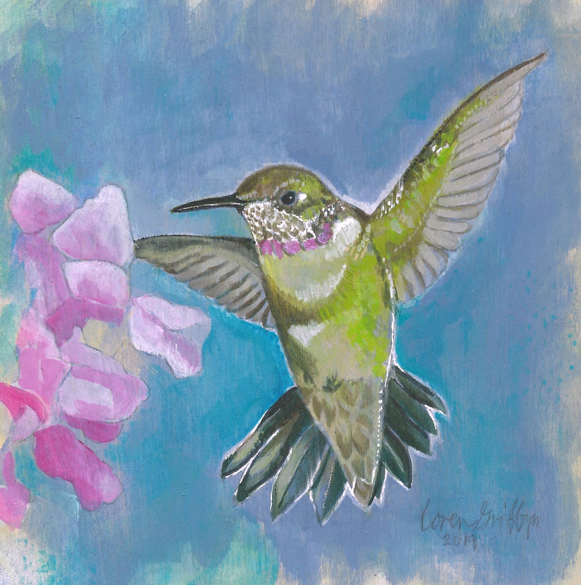 acrylic paintings of hummingbirds