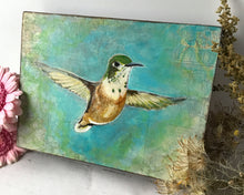 Load image into Gallery viewer, Thumbelina-Rufous Hummingbird | Original Mixed Media Painting

