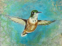 Load image into Gallery viewer, Thumbelina-Rufous Hummingbird | Original Mixed Media Painting
