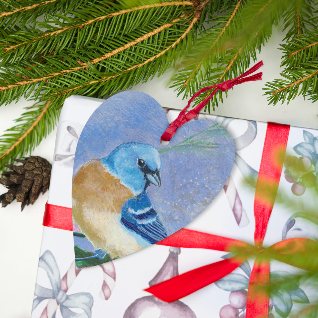 Blue Bird Wood Ornaments