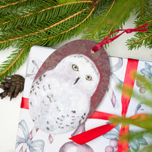 Load image into Gallery viewer, Snowy Owl Christmas Wood Ornaments
